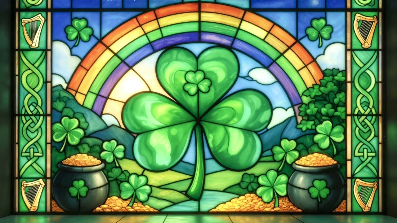 St Patrick’s Day | Stained Glass | TV Art | Screen Art | No Sound. 