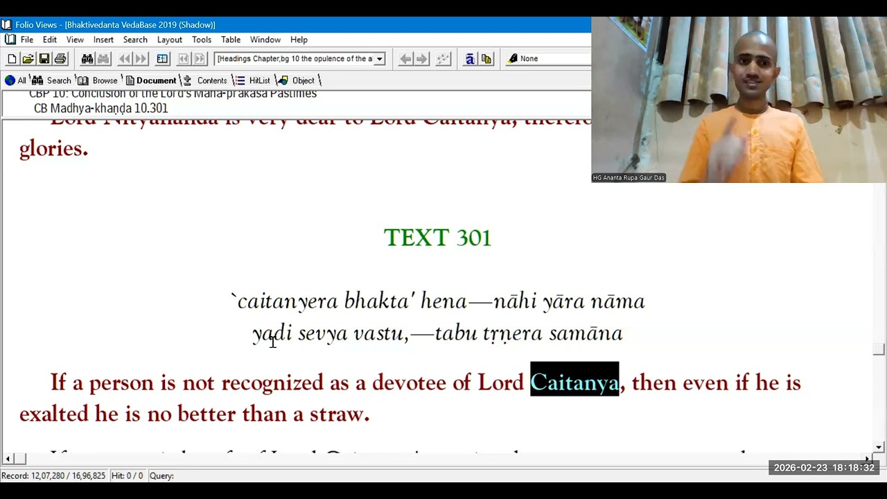 Chaitanya Bhagavata Madhya Khand 10.291-10.304 23rd Feb 2026 argd