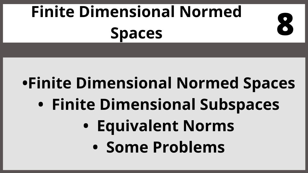 Finite Dimensional Normed Spaces|Functional Analysis in Hindi Urdu  MTH327 LECTURE 08