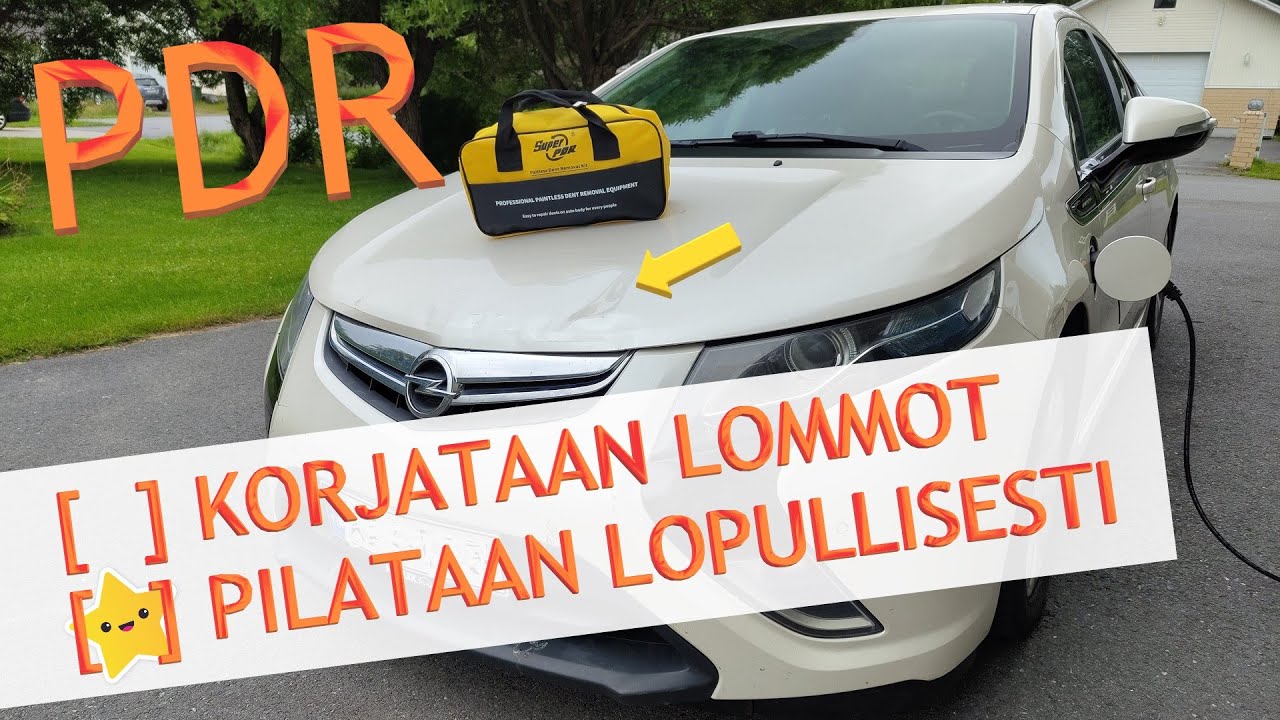 Yritetään korjata Opelin konepellin lommot