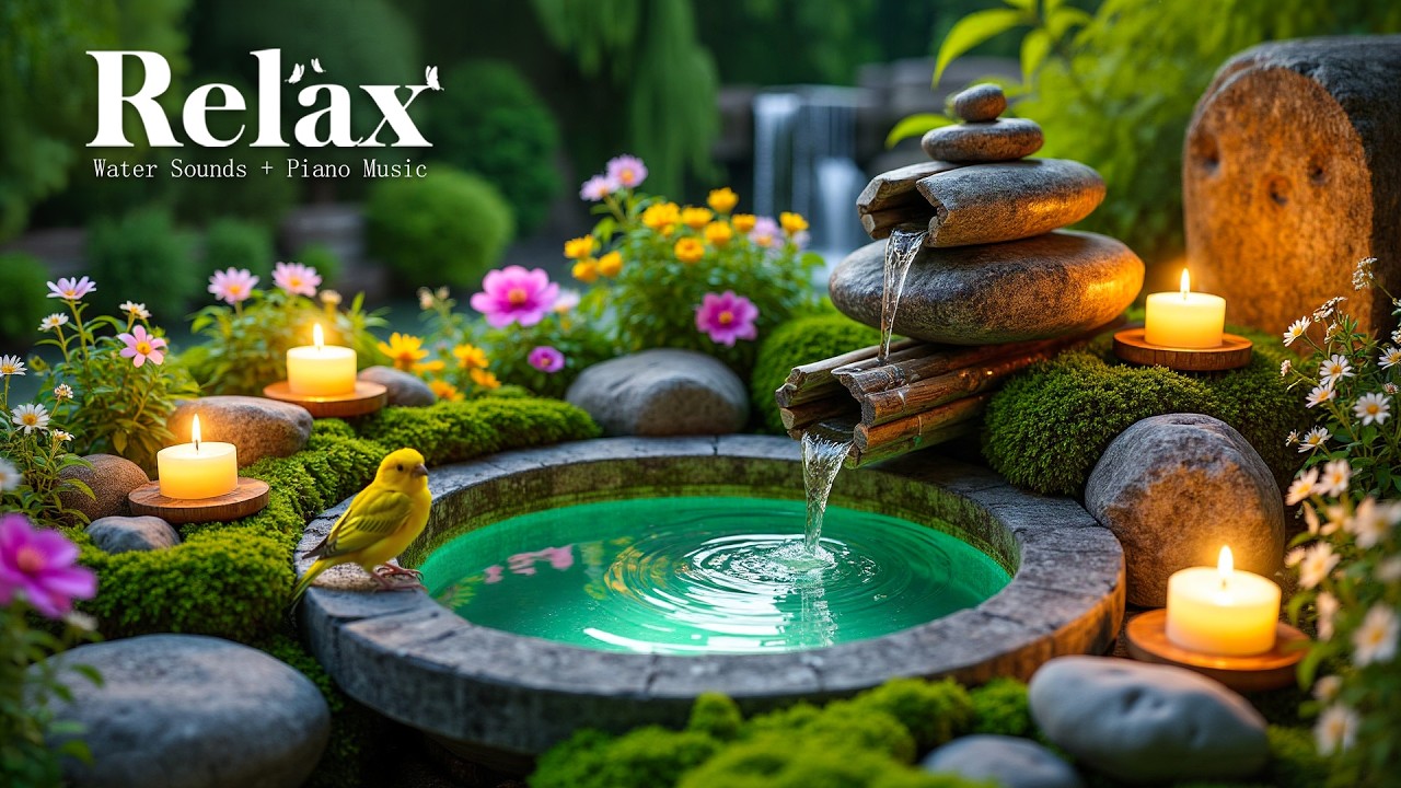 Расслабляющая фортепианная музыка + звуки воды 🌿 Музыка для глубокого сна, снятие стресса, расслабл