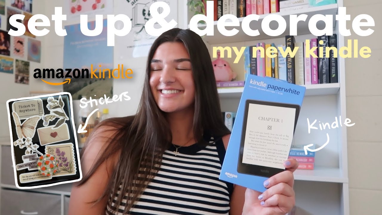 set-up & decorate my new kindle 📱📖📦 (amazon haul, kindle unboxing, & more!!)