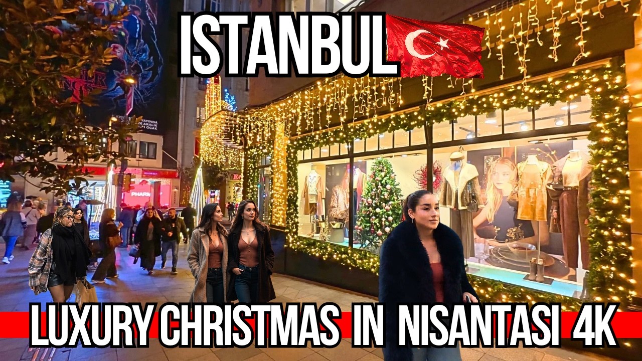 Christmas in Most Expensive Neighborhood: Istanbul Nisantasi 4K | High-End Shops