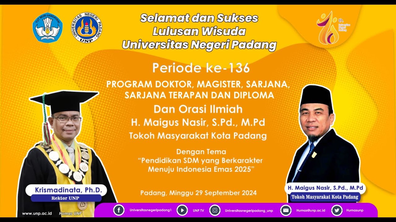Wisuda Periode 136 Universitas Negeri Padang - 29 September 2024