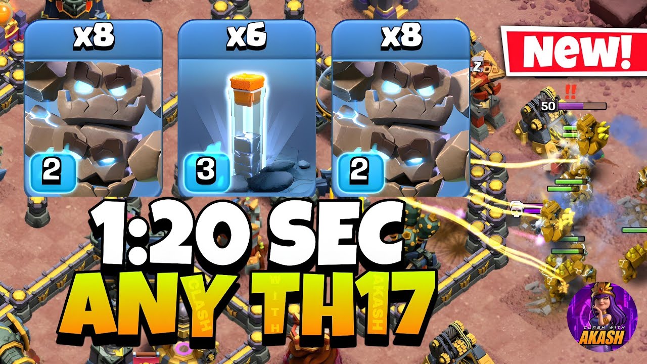 TH17 Meteor Golem Attack With 6 Totem Spell !! Best TH17 Attack Strategy in Clash of Clans 🔥