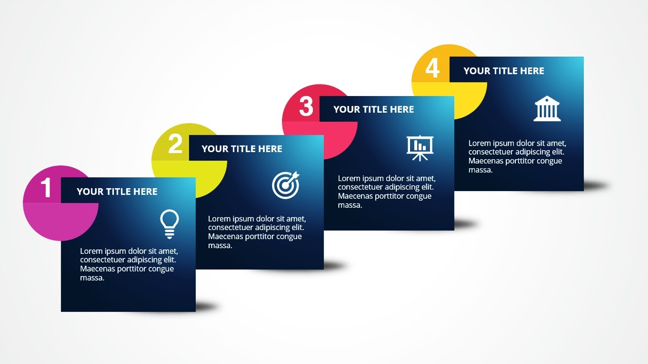 Create 4 Steps Infographic Slide in PowerPoint - Tutorial No. 833