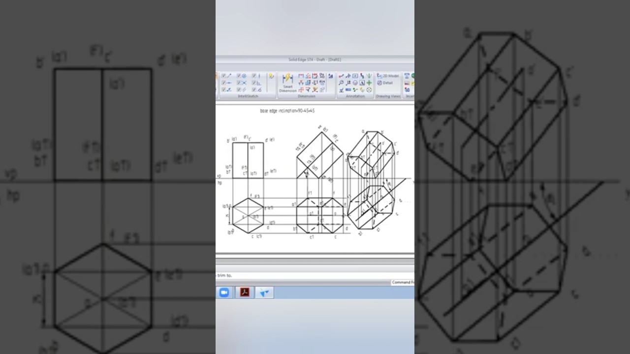 Projection of Solids: Hexagonal Prism #projectionofsolids #engineeringdrawing #caed #vtu
