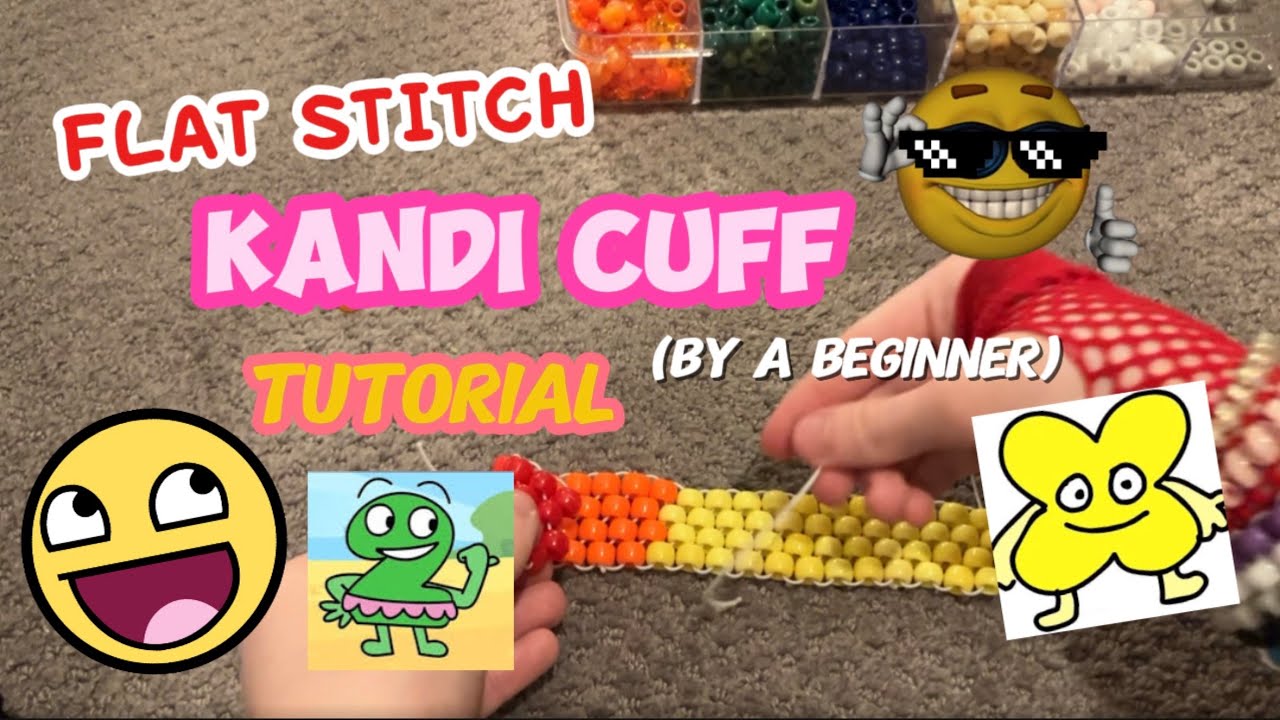 HOW TO MAKE A FLAT STITCH KANDI CUFF | TUTORIAL | (from another beginner) 🫶✨💖