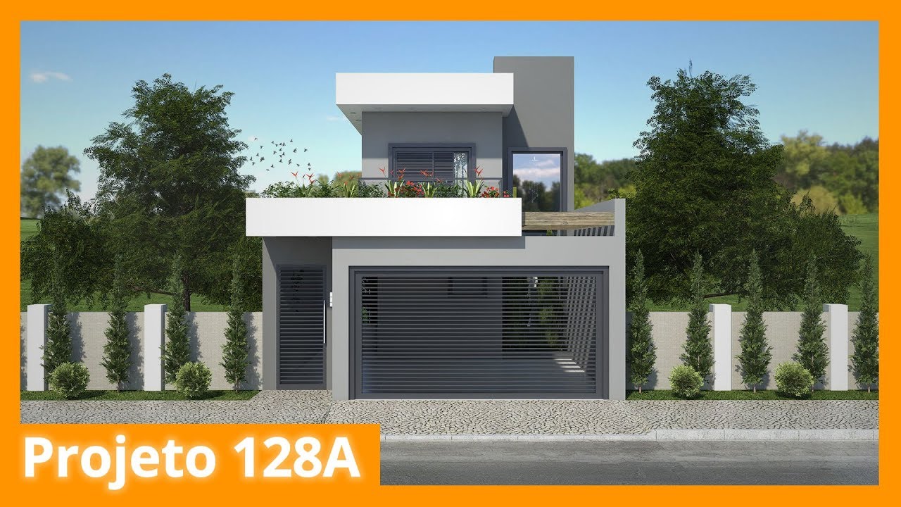 Planta de sobrado para terreno de 7x20 - 128A