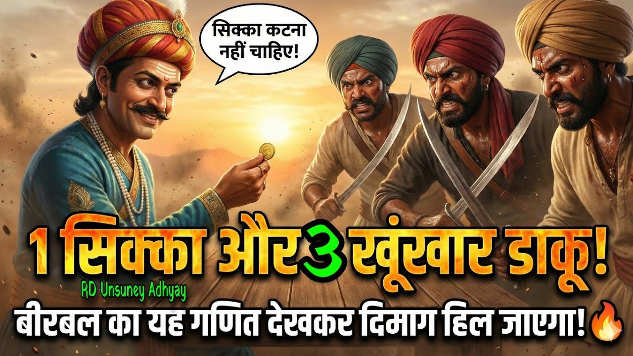 1 सिक्का और 3 खूंखार डाकू! 😱 बीरबल का यह गणित देखकर दिमाग हिल जाएगा! | Akbar Birbal Story In Hindi 