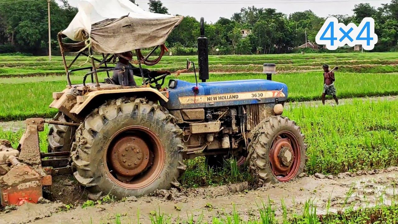 New Holland 3630 4WD Working On Muddy Field With Rotavatory || Tractor Help