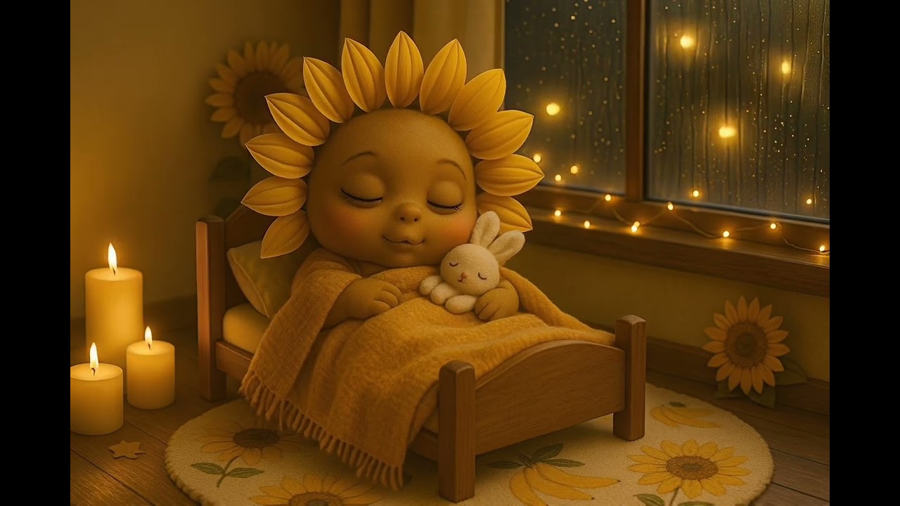 Gentle Rain & Warm Light | Sunflower Baby Sleeping (2 Hours)