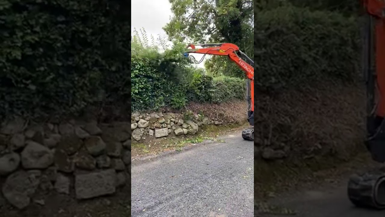 Hitachi Mini Digger with hedge cutter JHG hire