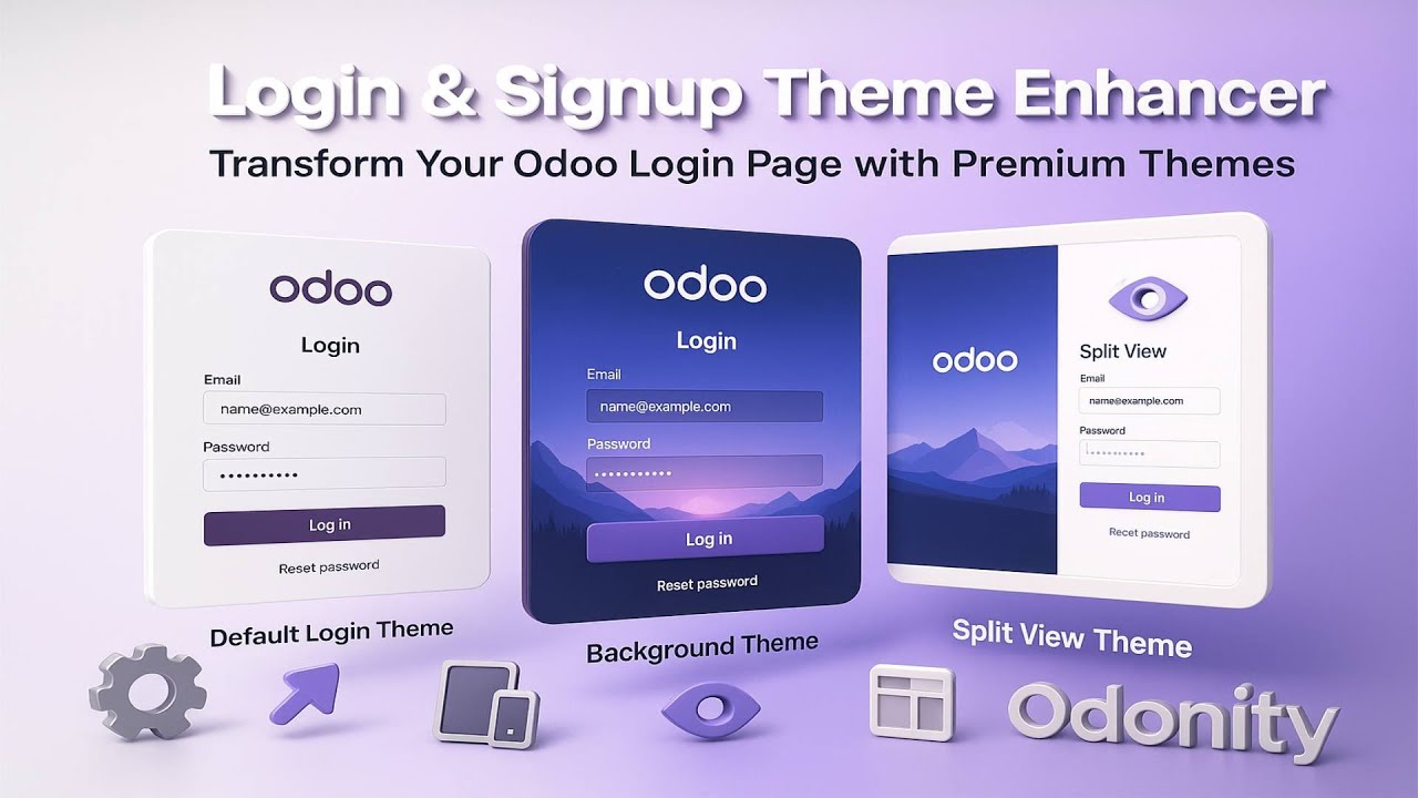 Odoo Login & Signup Page Design Enhancer | 3 Beautiful Themes with Full Configuration 🔥 | Odonity