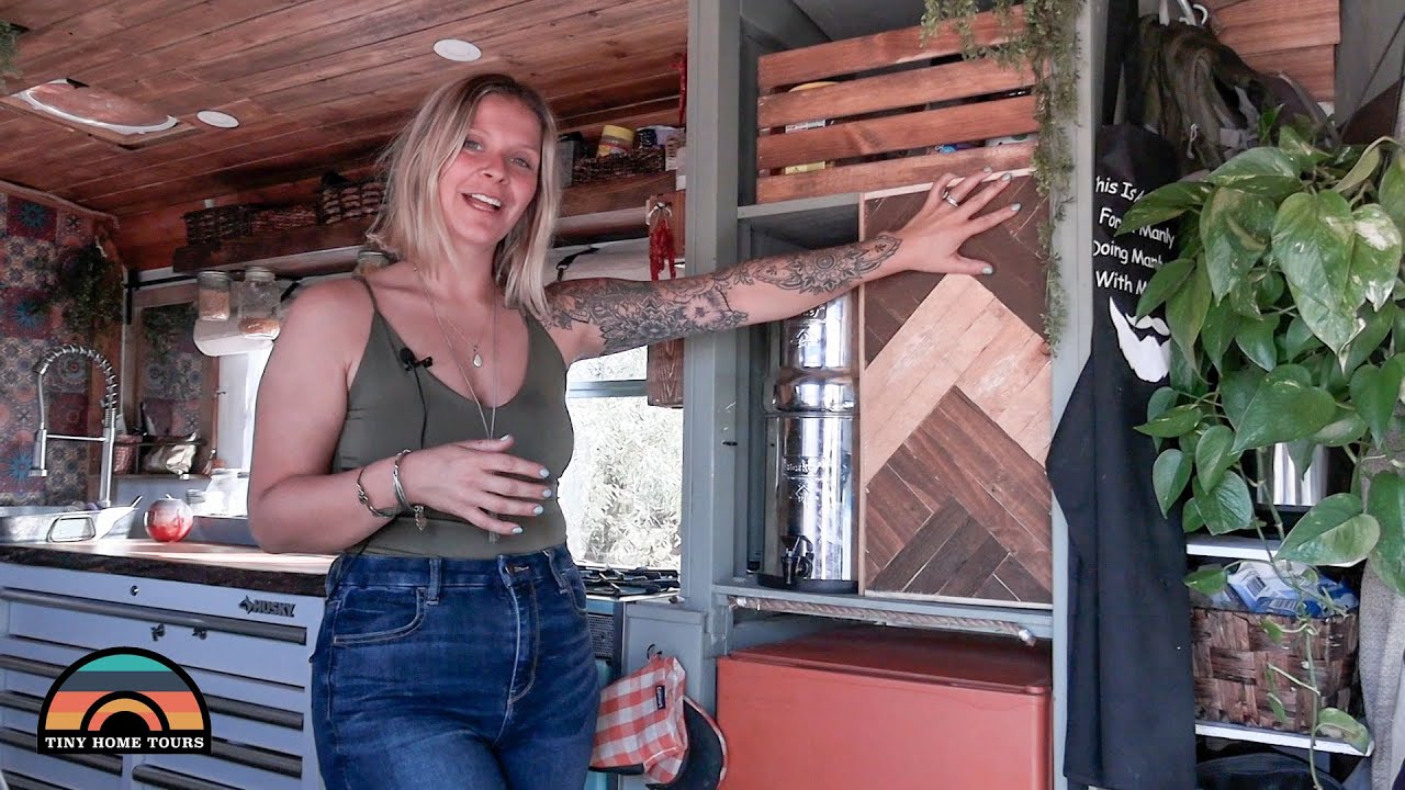 Couple's DIY Shuttle Bus - Tiny House w/ Shower + Toilet