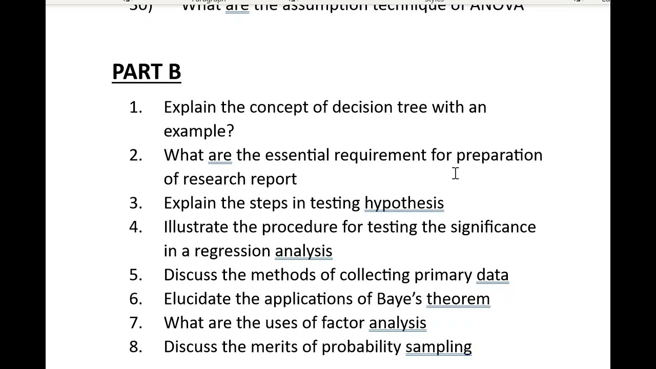 Important Questions of Quantitative and Research Methods in Business