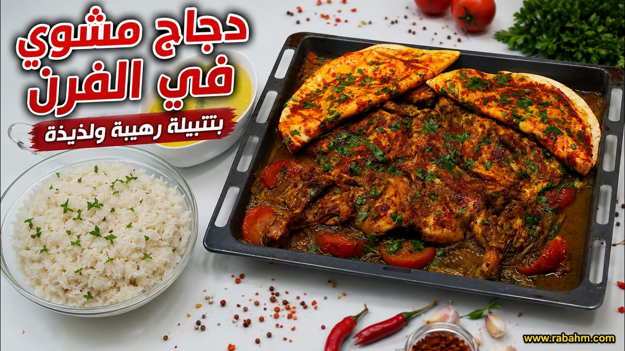 دجاج مشوي في الفرن بتتبيلة رهيبة ولذيذة ورز ابيض #دجاج_مشوي #تتبيلة_الدجاج مع رباح محمد