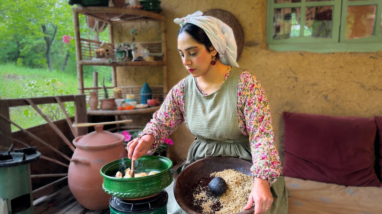 Cooking Fesenjoon and Rural life of a couple in Northern Iran| Traditional Food