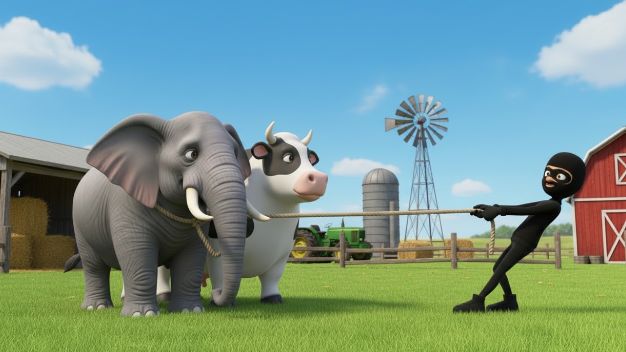 О нет! 😱 Хитрый вор украл животных с фермы Старого Макдональда! 🐘🐄🐷🐥 Спасение слона, коровы, свин...