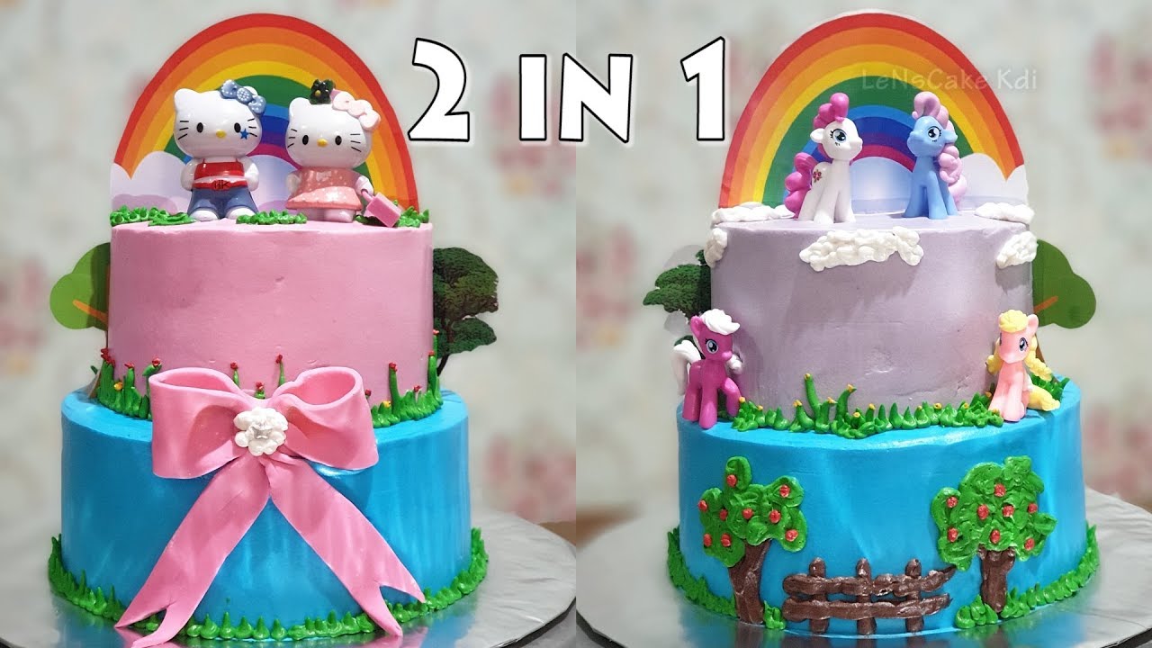 KUE ULANG TAHUN, 2 in 1 HELLO KITTY, KUDA PONI - Lenscake Kdi
