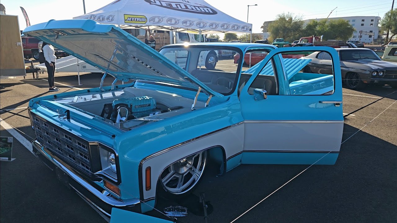 THE WORLD'S LARGEST CHEVY C10 TRUCK EVENT!!! DINO'S GIT DOWN STATE FARM STADIUM GLENDALE, ARIZONA 4K