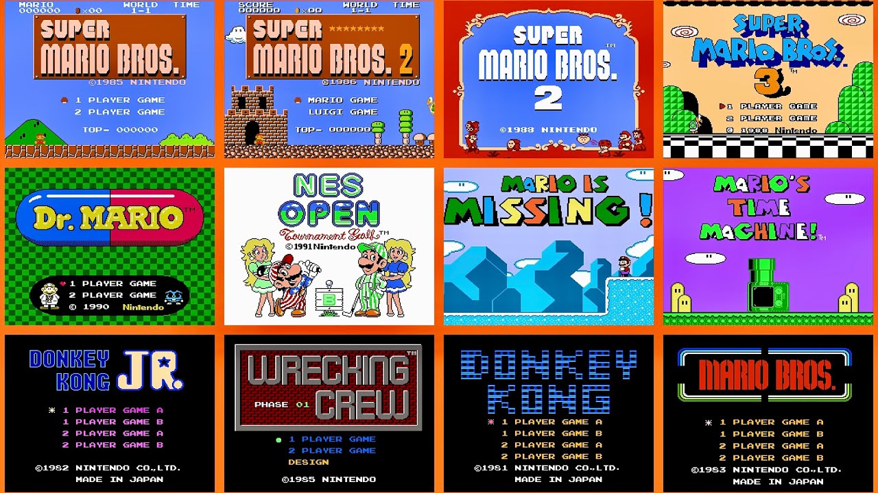 All Mario NES Title Screens + Intros||4K