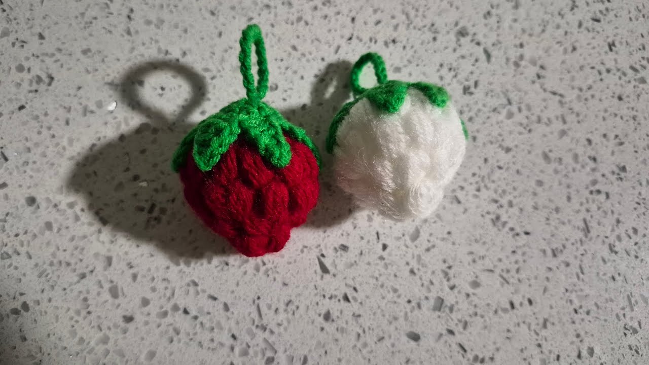 Crochet Keychain charms tutorial! Viral strawberry Keychain step by step tutorial for beginners