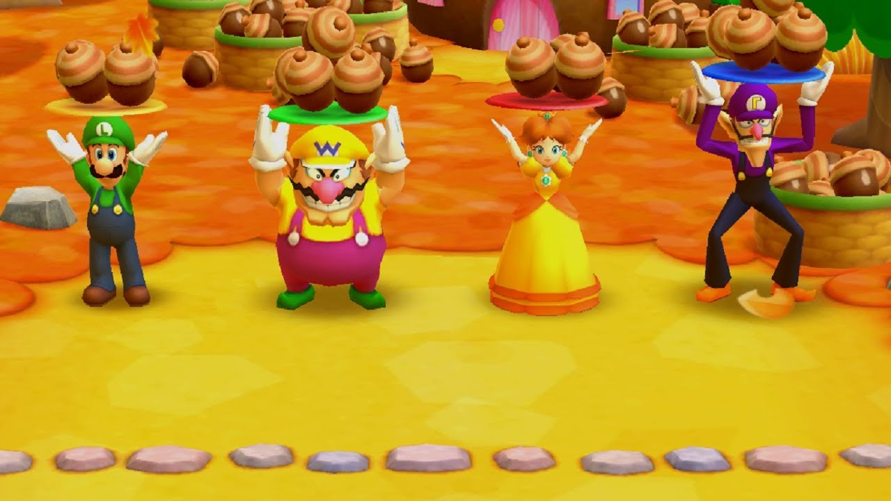 Mario Party Star Rush MiniGames Daisy vs Luigi vs Waluigi vs Wario(Master Difficulty)
