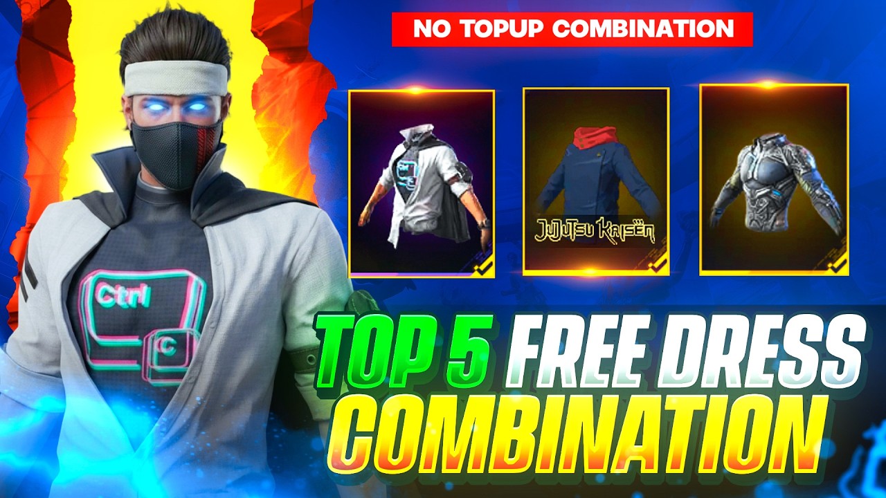 TOP 5 FREE DRESS COMBINATION 🤯✨NO TOP UP DRESS COMBINATION || MAD HYPER GAMING