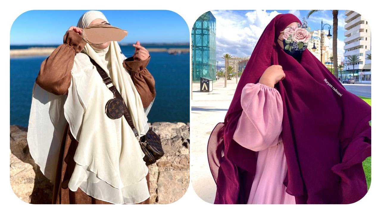 خمار Myssitar خمار ونقاب وكاب بنفس الوقت 🥰 3 بواحد 150 dh