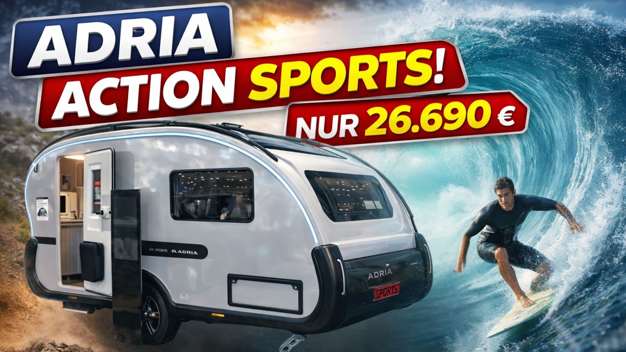 NUR 26.690 € 😱 ADRIA ACTION SPORTS 391 LH – SPORTLICH, LEICHT, GENIAL MINI WOHNWAGEN
