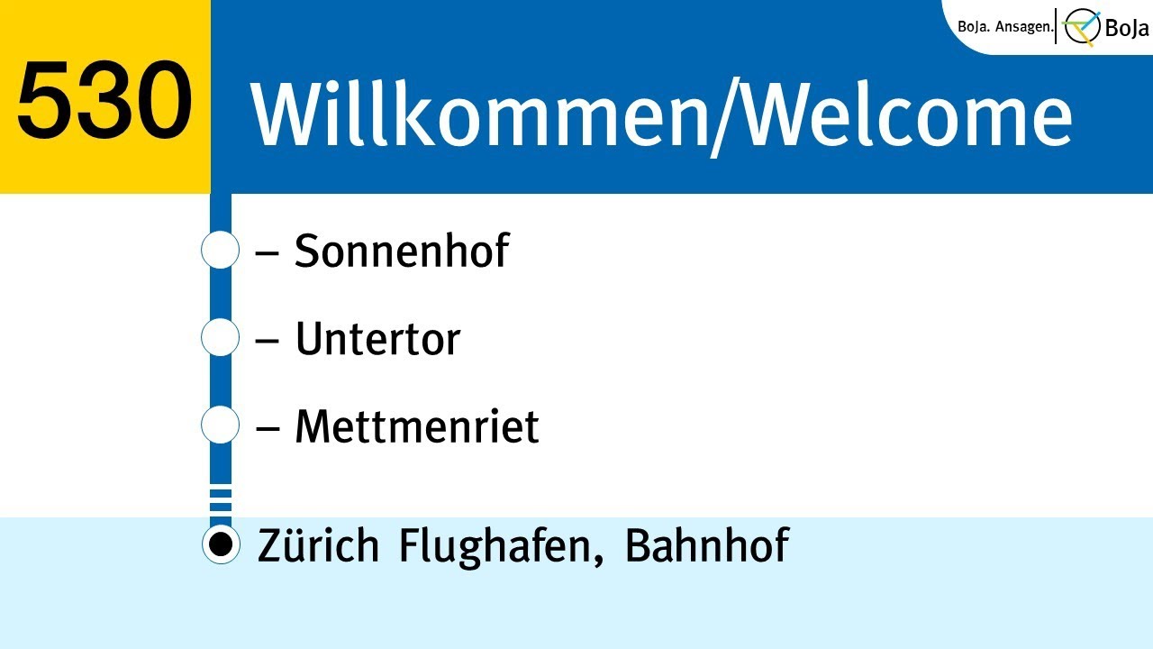Postauto/ZVV Ansagen | 530 Bülach - Zürich Flughafen | BoJa Ansagen