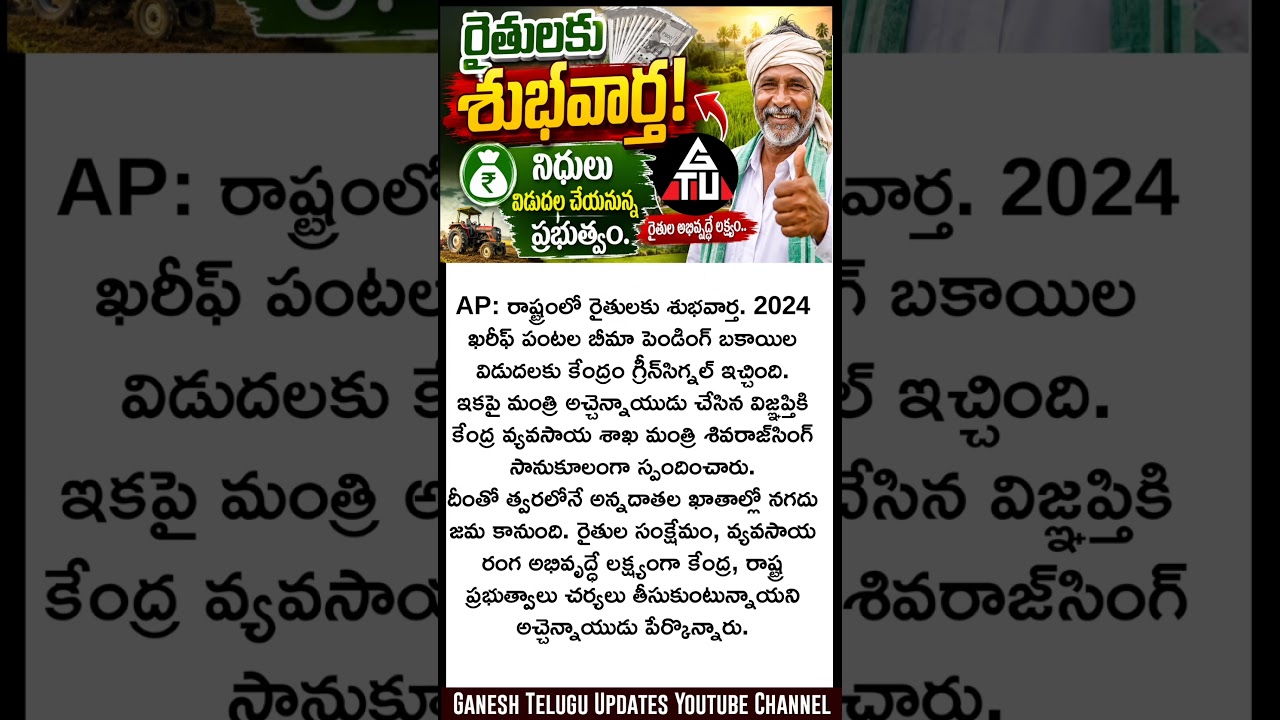 రైతులకు శుభవార్త | నిధులు విడుదల చేయనున్న ప్రభుత్వం  Good News For Farmers | Ap latest news updates