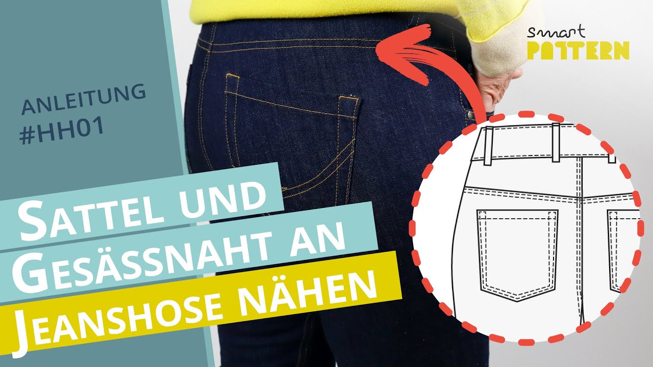 Sattel- und Ges&auml;&szlig;naht an Jeanshose selber n&auml;hen | DIY  Anleitung #HH01