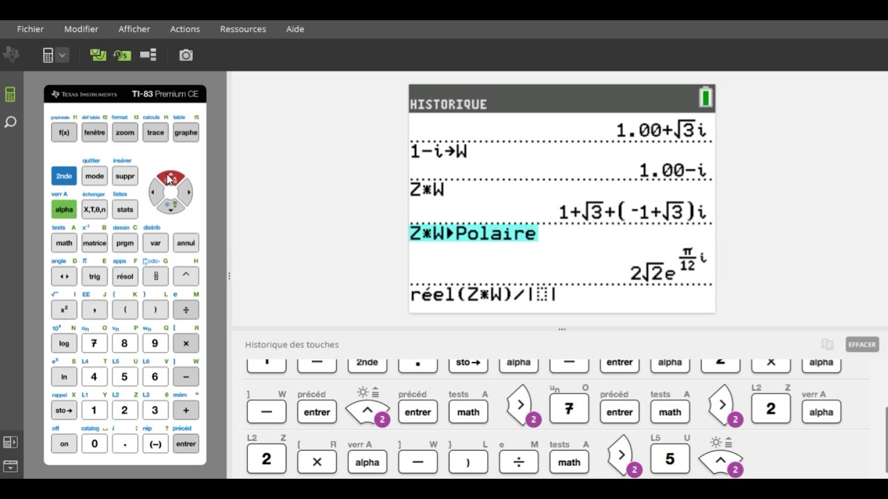 Effectuer des calculs sur les nombres complexes avec la TI-83 Premium CE (Partie 2)