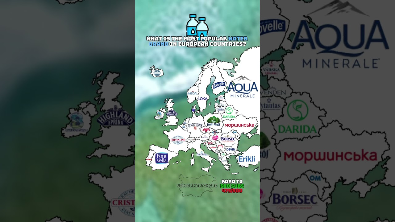 What is the most popular water brand in European countries? #map #mapping #europe #water #fyp