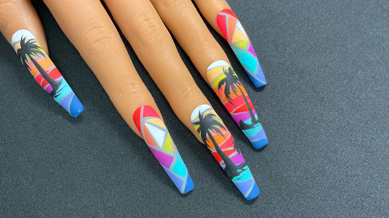 [ Nail art] Color Block Palm Beach Design Nails
