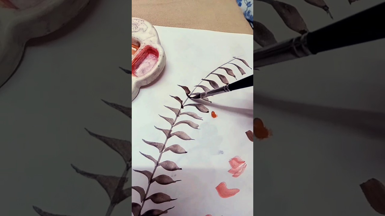 1minute simple leaf  painting🌿