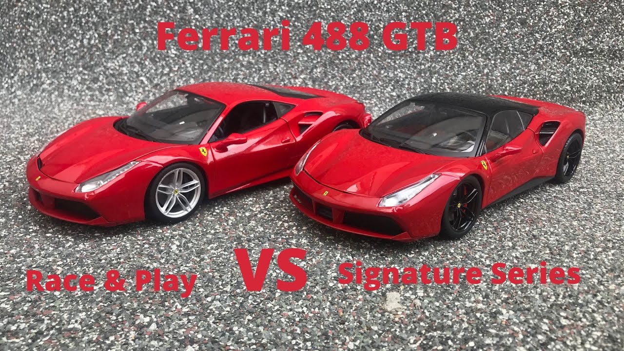 Is the Signature worth 50% more than the Race&Play series Ferrari 488 1:18 Bburago comparison video