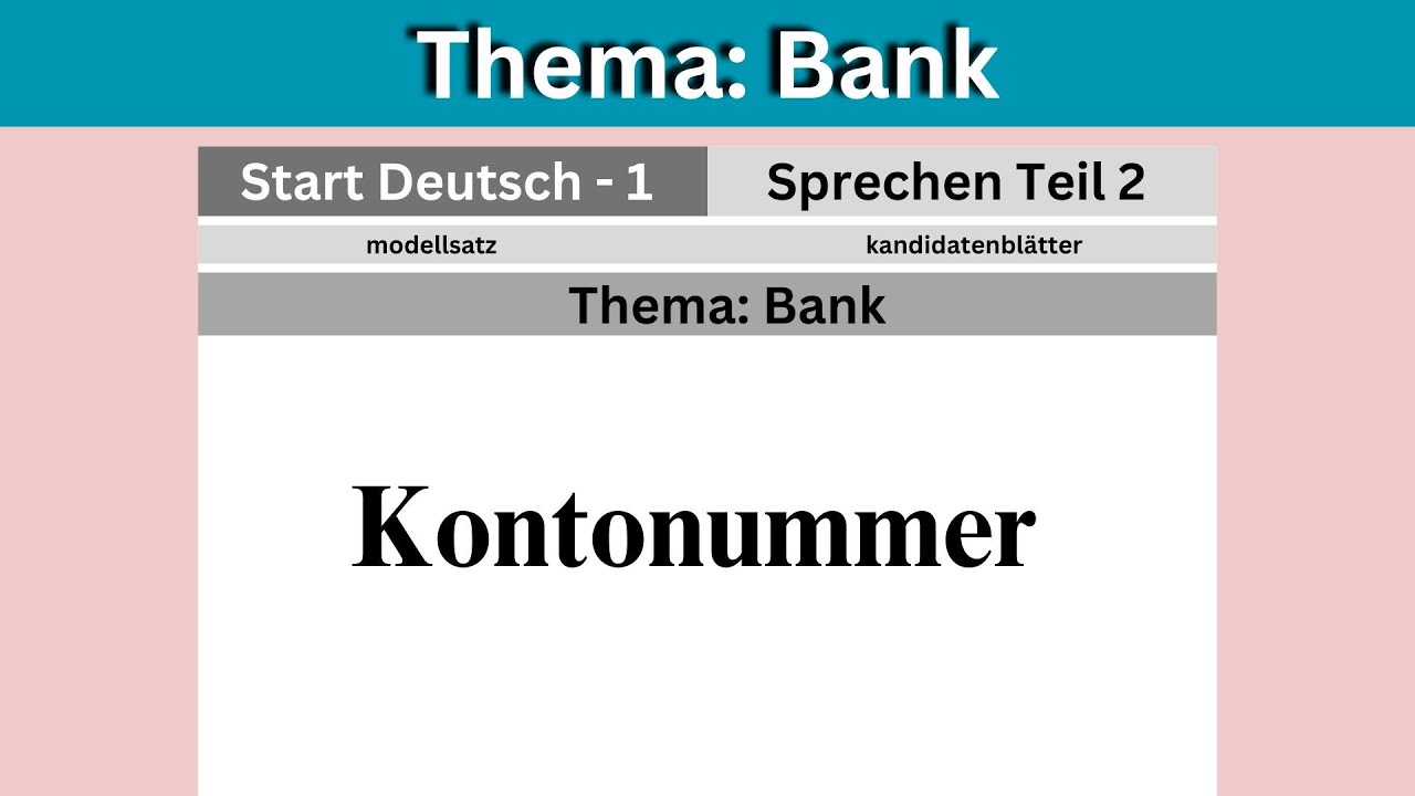 Bank Vocabulary and Phrases for A1 German Goethe Exam | Essential Themes Playlist