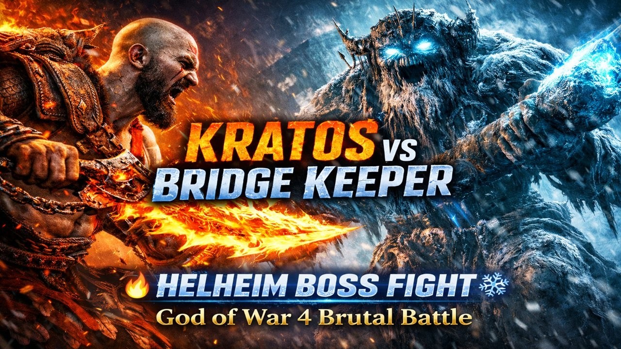 KRATOS vs BRIDGE KEEPER 🔥 Helheim Boss Fight | God of War 4 Brutal Battle