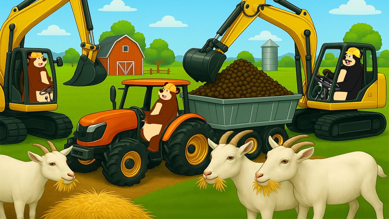 Goat Care & Hay Collection at Sunny Farm 🐐🚜 | Cleaning Barn & Feeding Time | Realistic Animation