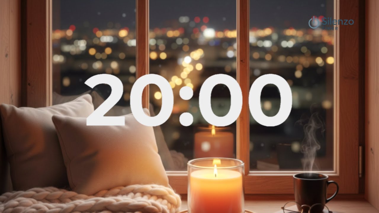 20 Minute Silent Countdown Timer with End Beep 🔔 No Music, Minimal & Cozy