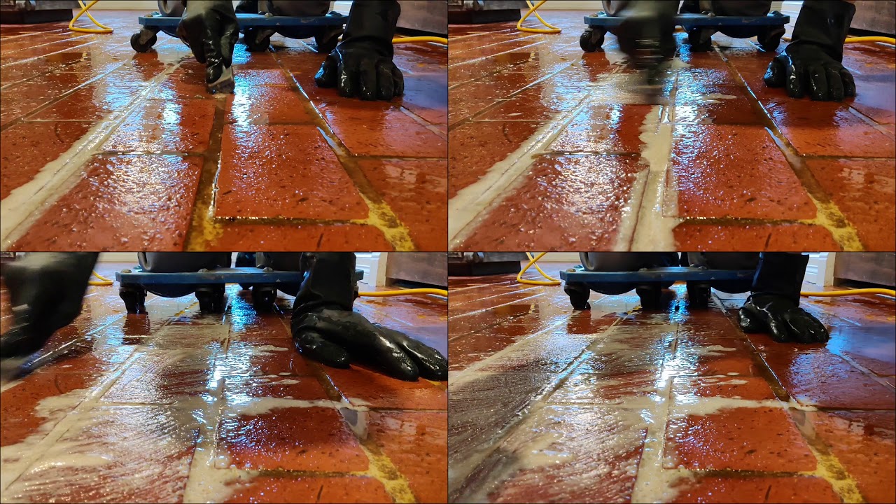 Really nasty BRICK RESTORATION in Nederland, TX. The best tile cleaning. - Brick Floor Cleaning