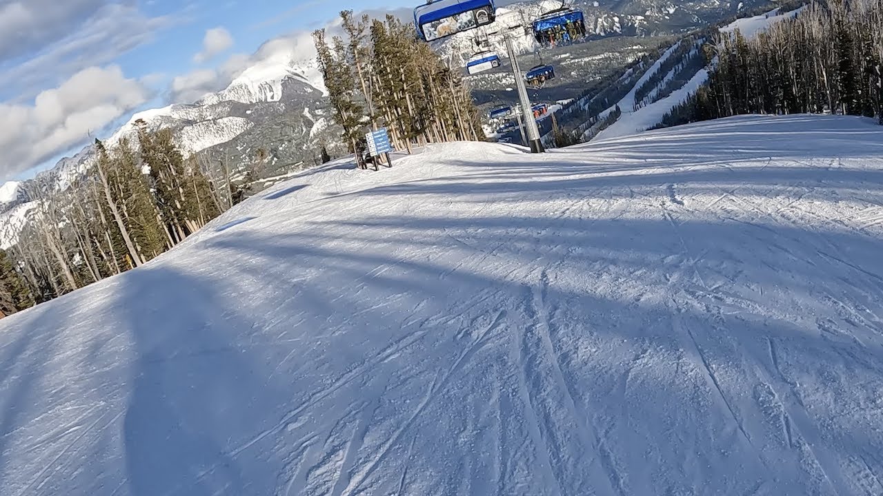 Duck Walk, Huntley Bypass and Huntley Hollow: Shedhorn to base village at Big Sky Resort