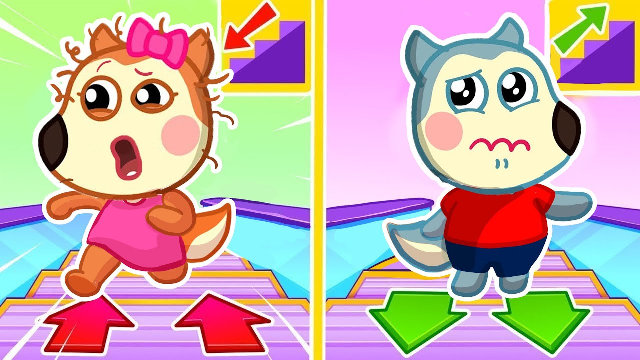 Arriba o abajo😲Ayuda a Wolfoo y Lucy a bajar de la escalera mecánica | Wolfoo en Español
