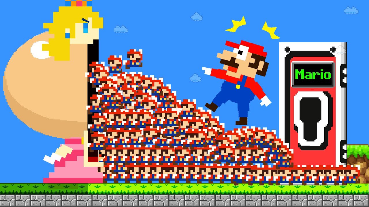 Epic Showdown: Mario Peach Vs 9999 Tiny Mario March Madness Calamity! Game Animation