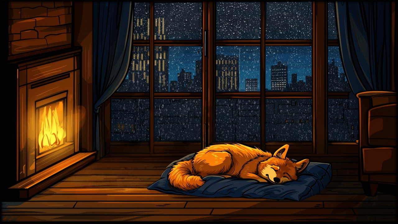 Heavy Rain, Fireplace & Thunder Sounds for Sleep (No Music) | 3 Hours