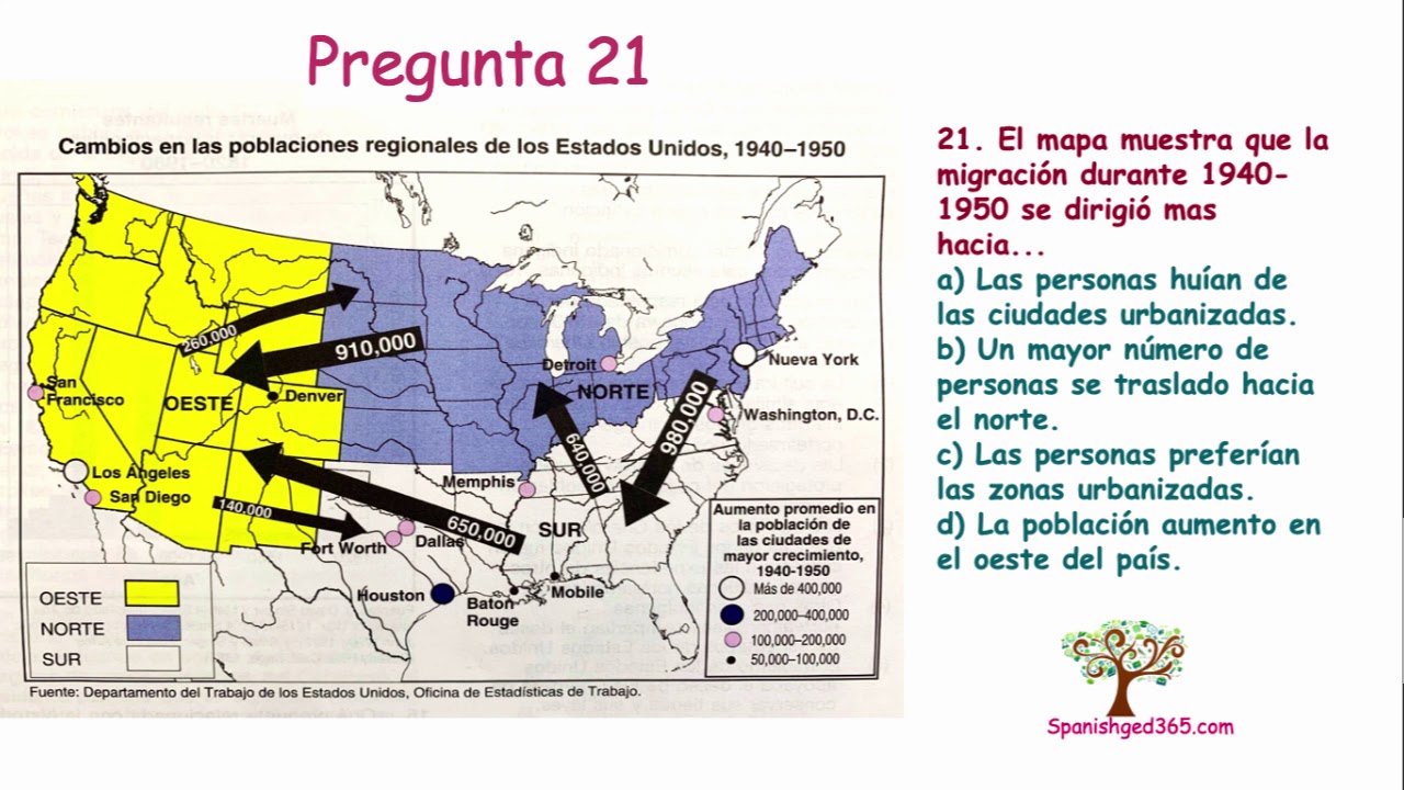 Examen de practica Estudios Sociales MAPAS - GED en español