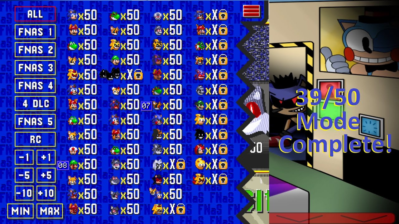 Five Nights at Sonic's: Maniac Mania (Recoded) - I beat 39/50 Mode!